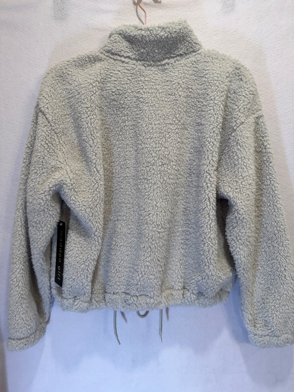 Madden Girl Boston Sports Club Grey Sherpa Fleece Full Zip Jacket Small NWT - Picture 6 of 10
